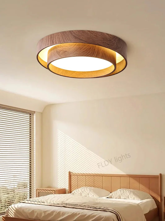 Menvix Nordic Walnut Wood LED Ceiling Chandelier for Living Dining Room Balcony Bedroom Lamp Home Decor Indoor Lighting Fixture