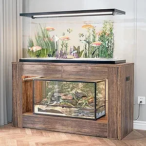 Aquarium Stand for Fish Tanks and Terrariums with MDF Tabletop and Drawers Reinforced Metal Frame