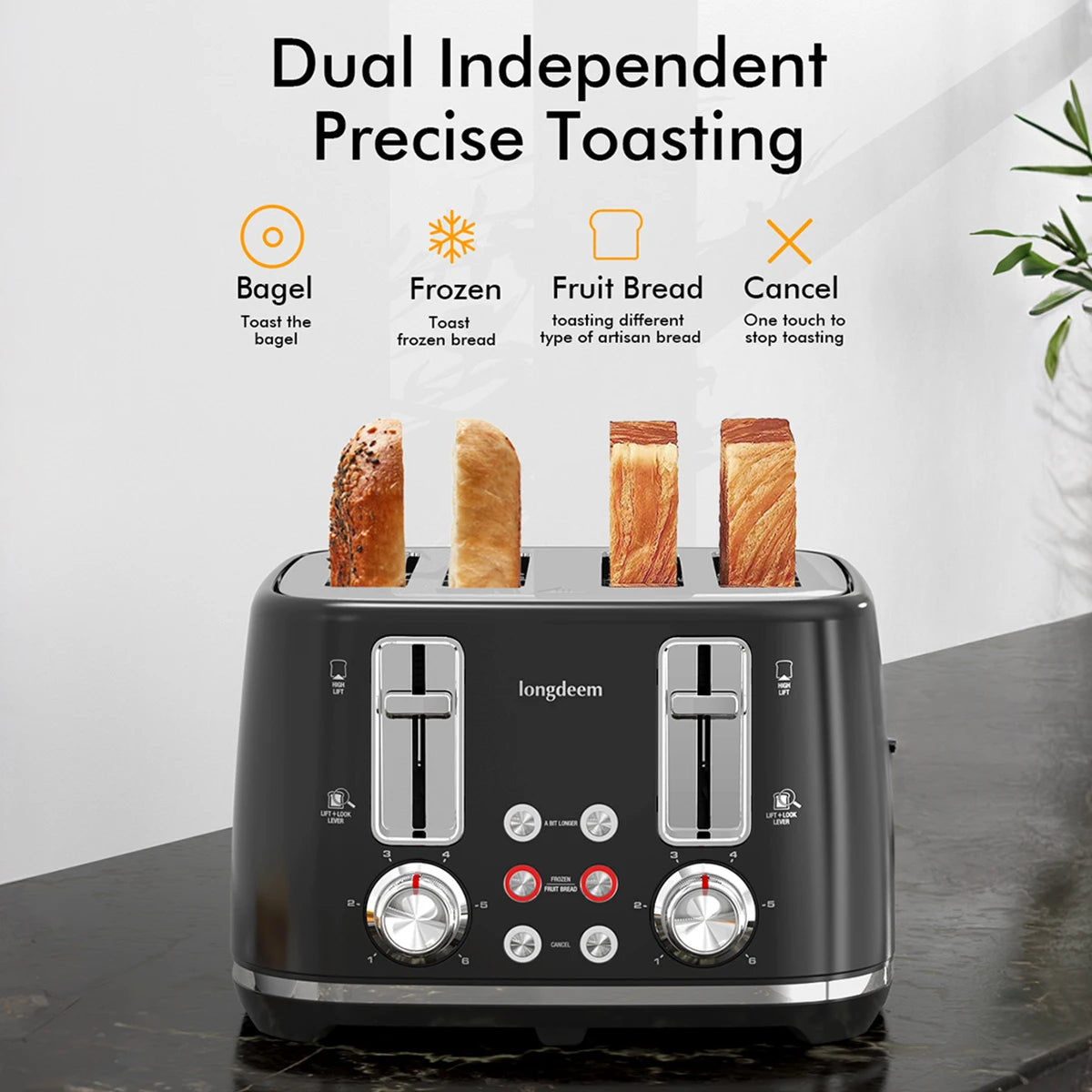 SIFENEBread Stainless Steel Toaster With 6 Settings