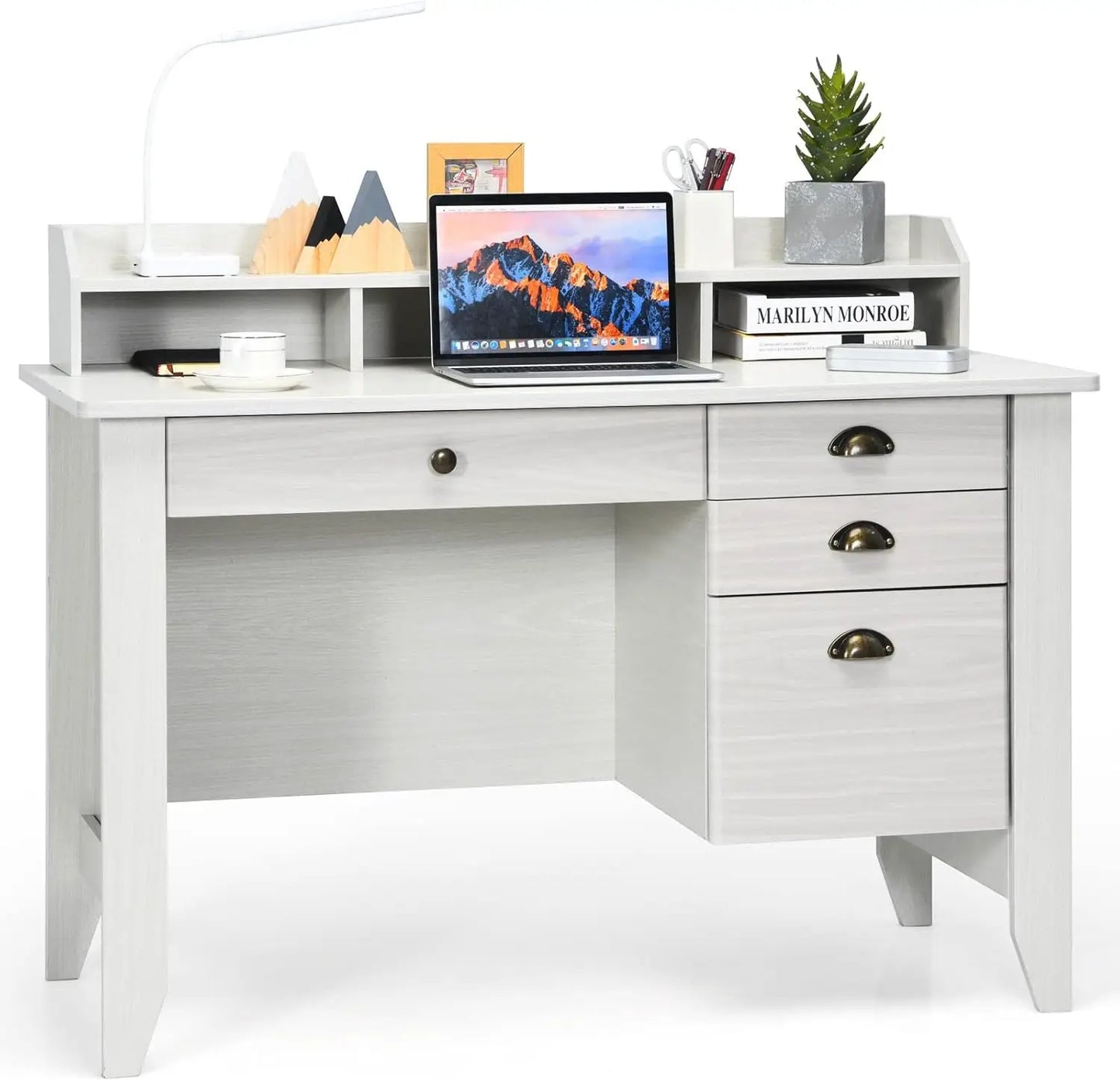 ZHUXIANG Premium Contemporary Solid Wood Computer Desk With Expansive StorageSolution
