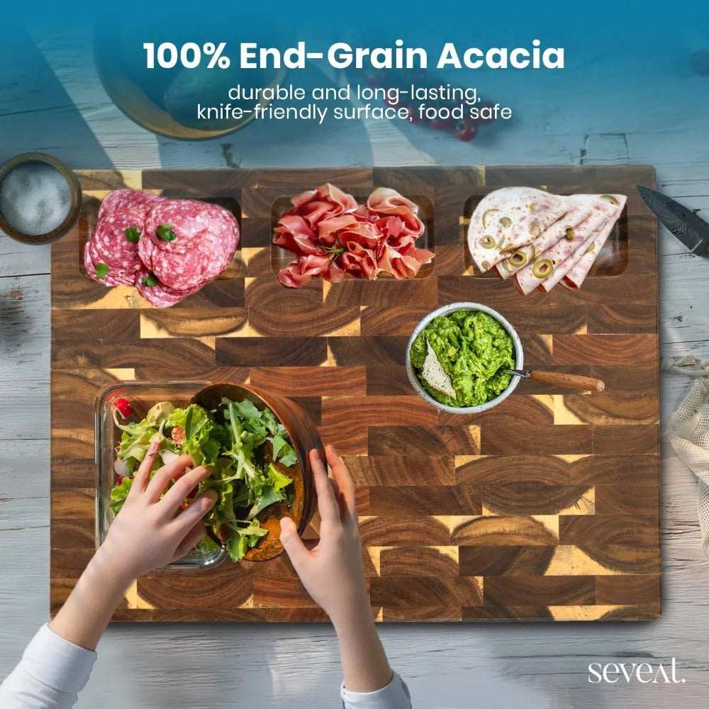 Acacia Wood Double-Sided Cutting Board With Juice Groove
