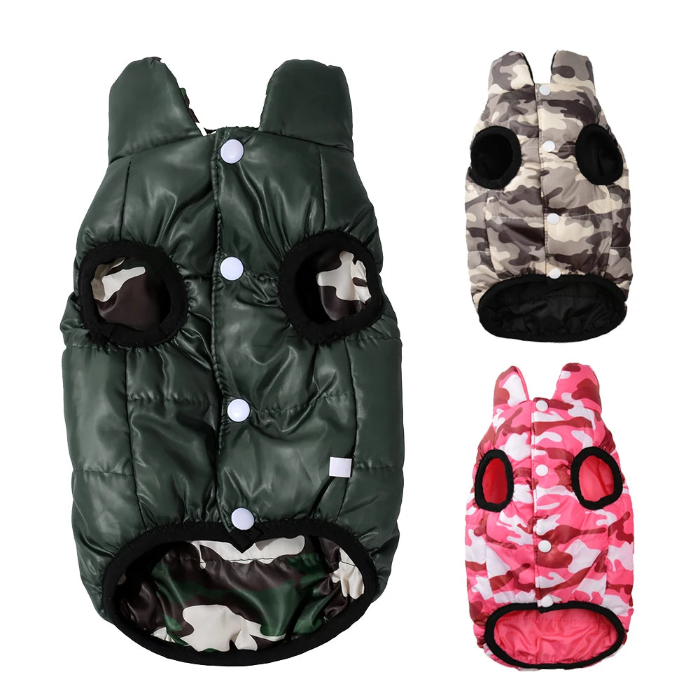 Holapet Reversible AllSeason Weatherproof Winter Dog Jacket Camouflage Print Coat