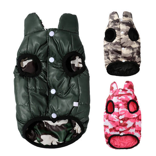 Holapet Reversible AllSeason Weatherproof Winter Dog Jacket Camouflage Print Coat