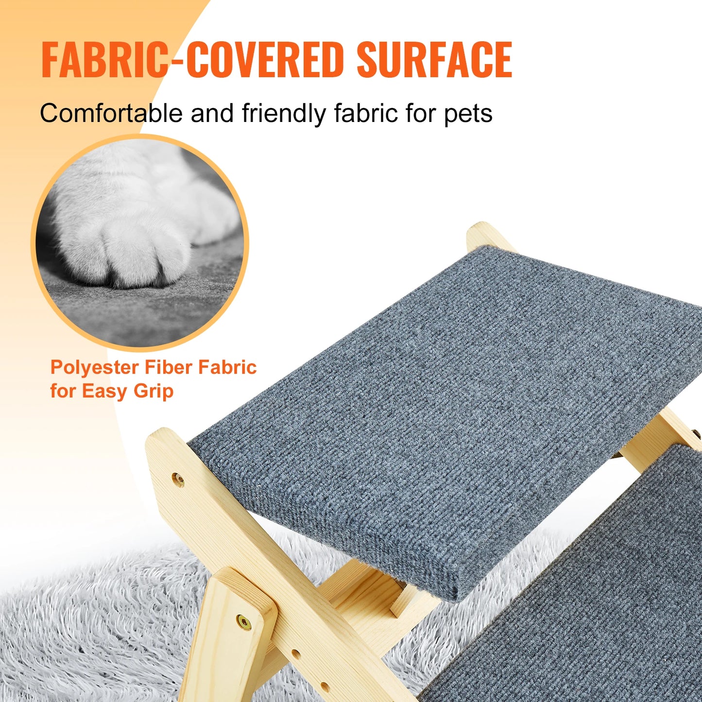 SucceBuy Wooden Pet Steps and Ramp Combo 2-in-1 Design Foldable Access for Beds Steps Structure for Pets of Small to Large Size