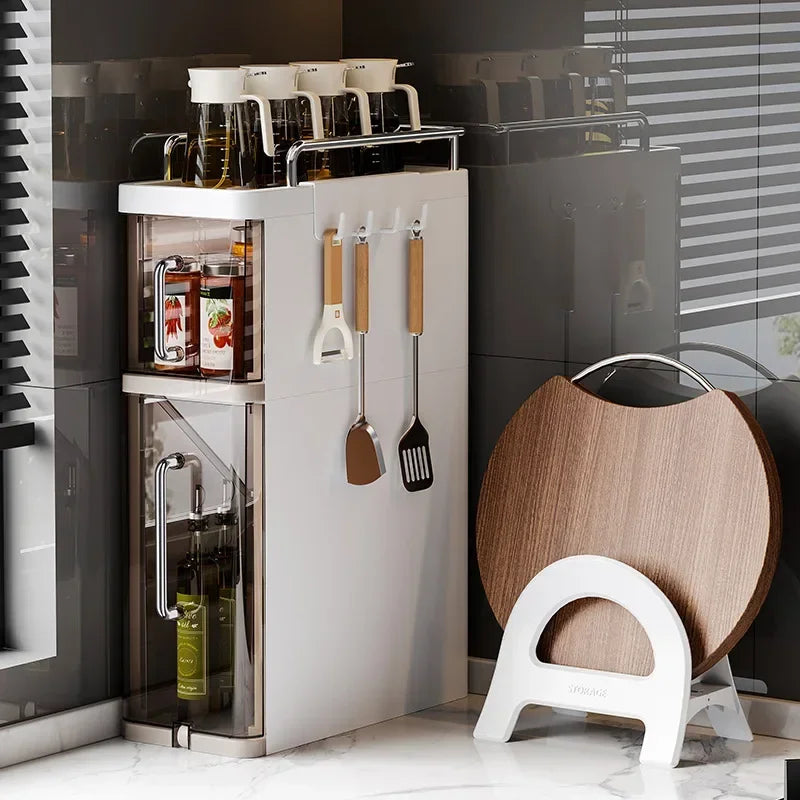 New Kitchen Spice Shelves Pull-Out Spice Racks Narrow Countertops Multi-Functional Household Oil Salt Sauce and Vinegar Storage