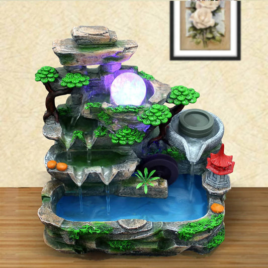 Hign-concerned Indoor Resin Waterfall Fountain With Mist Maker