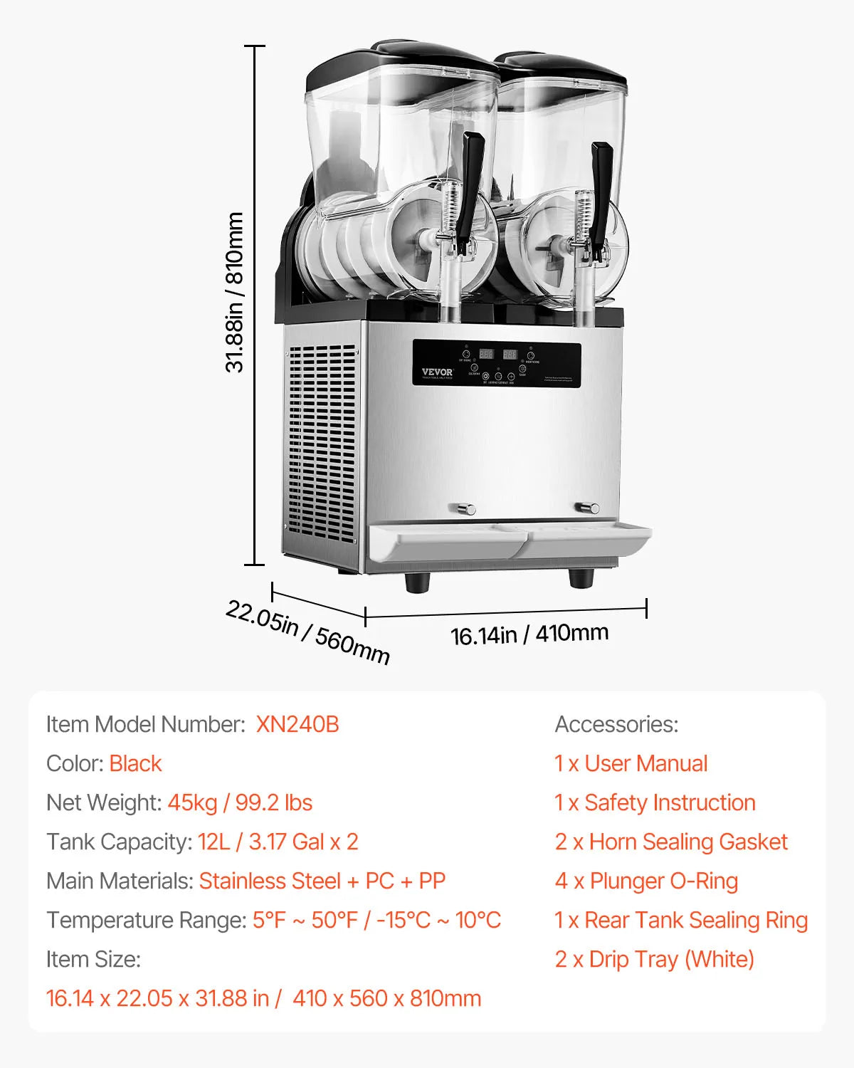 VEVOR Commercial Slushy Machine Stainless Steel Margarita Frozen Drink Maker