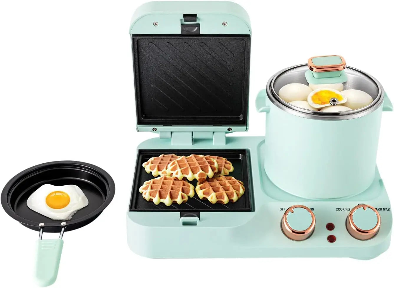 Iosn Breakfast Station 3In1 Nonstick Mini Toaster Maker 1050W