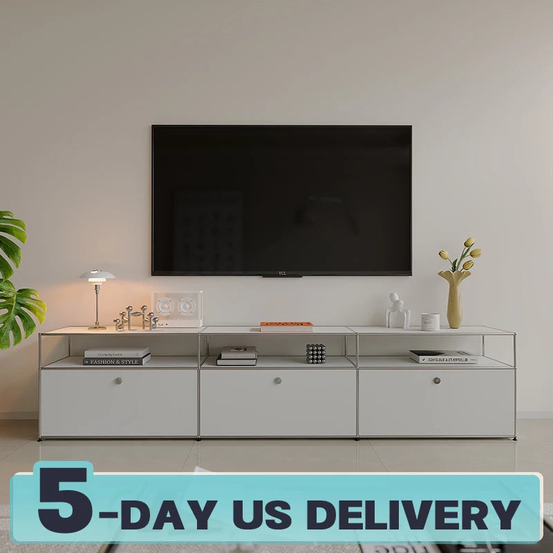 Bigcityfur Premium IndustrialGrade Stainless Steel TV Stand Storage Cabinet LivingRoom