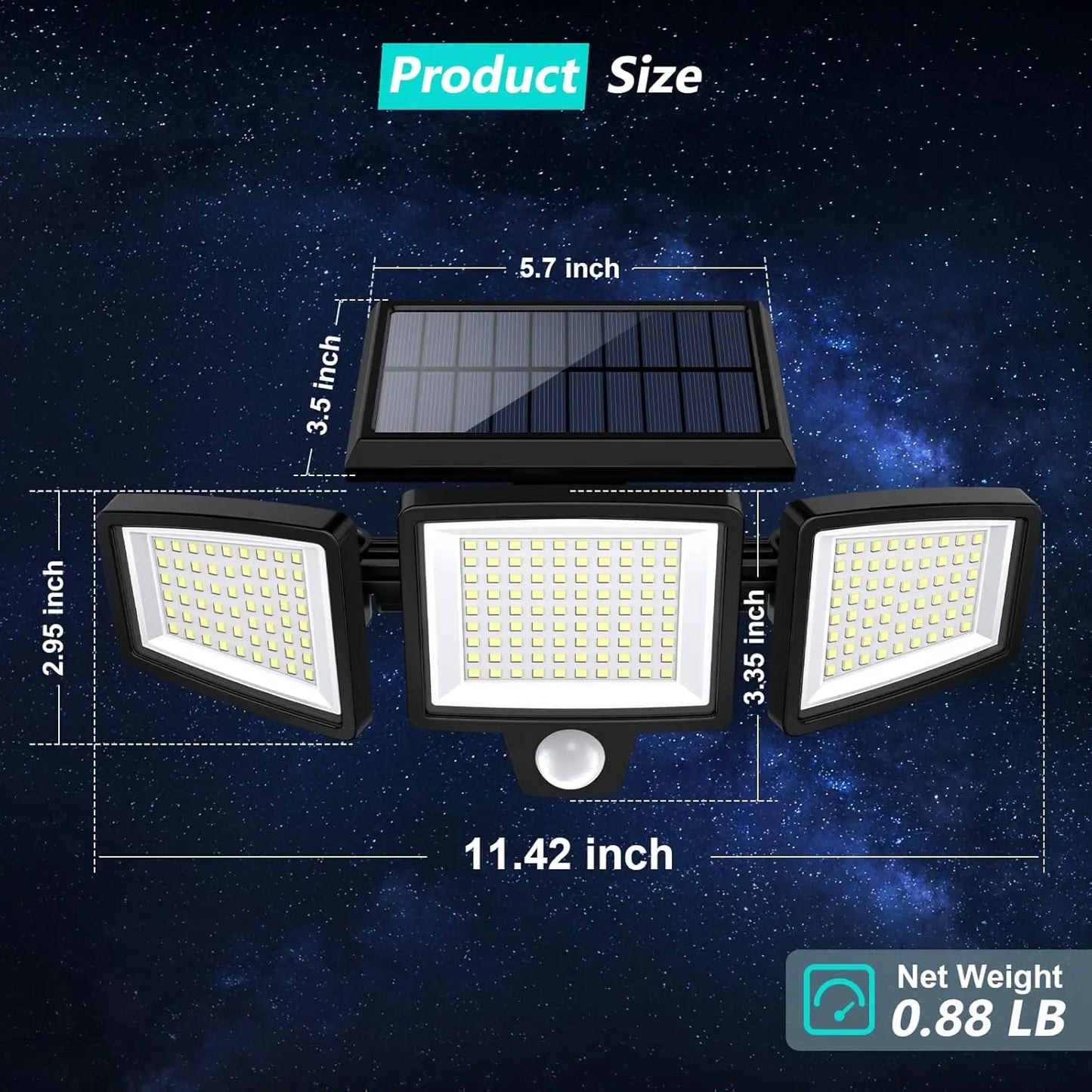 SZRSTH Three Head Outdoor Waterproof Solar Light With Motion Sensor