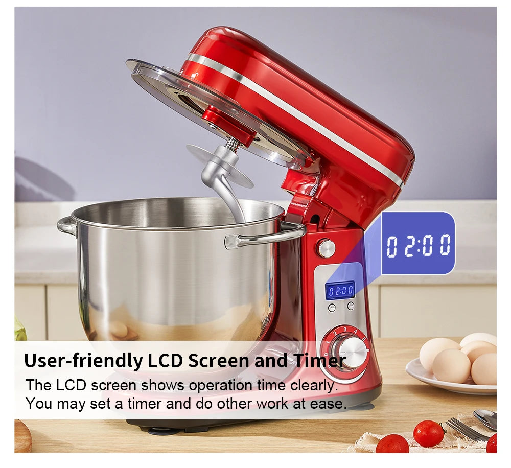 Biolomix 6-Speed Stand Mixer With Dough Hook And Wire Whip