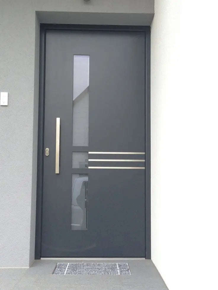 Charge Unit Aluminium Exterior Entrance Door With Tempered Glass For Villa Modern Security