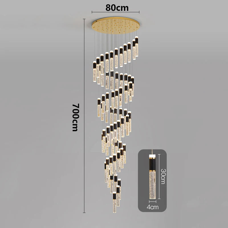 Savenmade Crystal Staircase Pendant Chandelier for Living Room Lighting