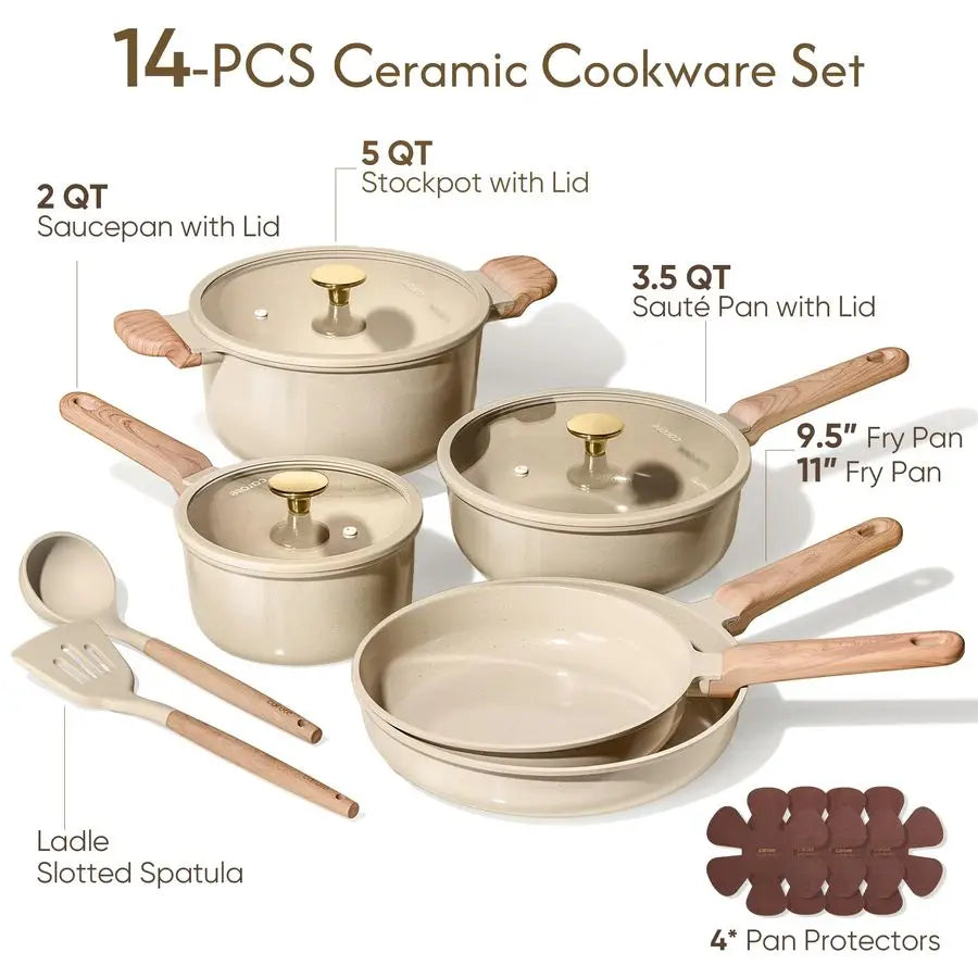 XMSJ Ceramic Nonstick Cookware Set PFAS Free Nontoxic