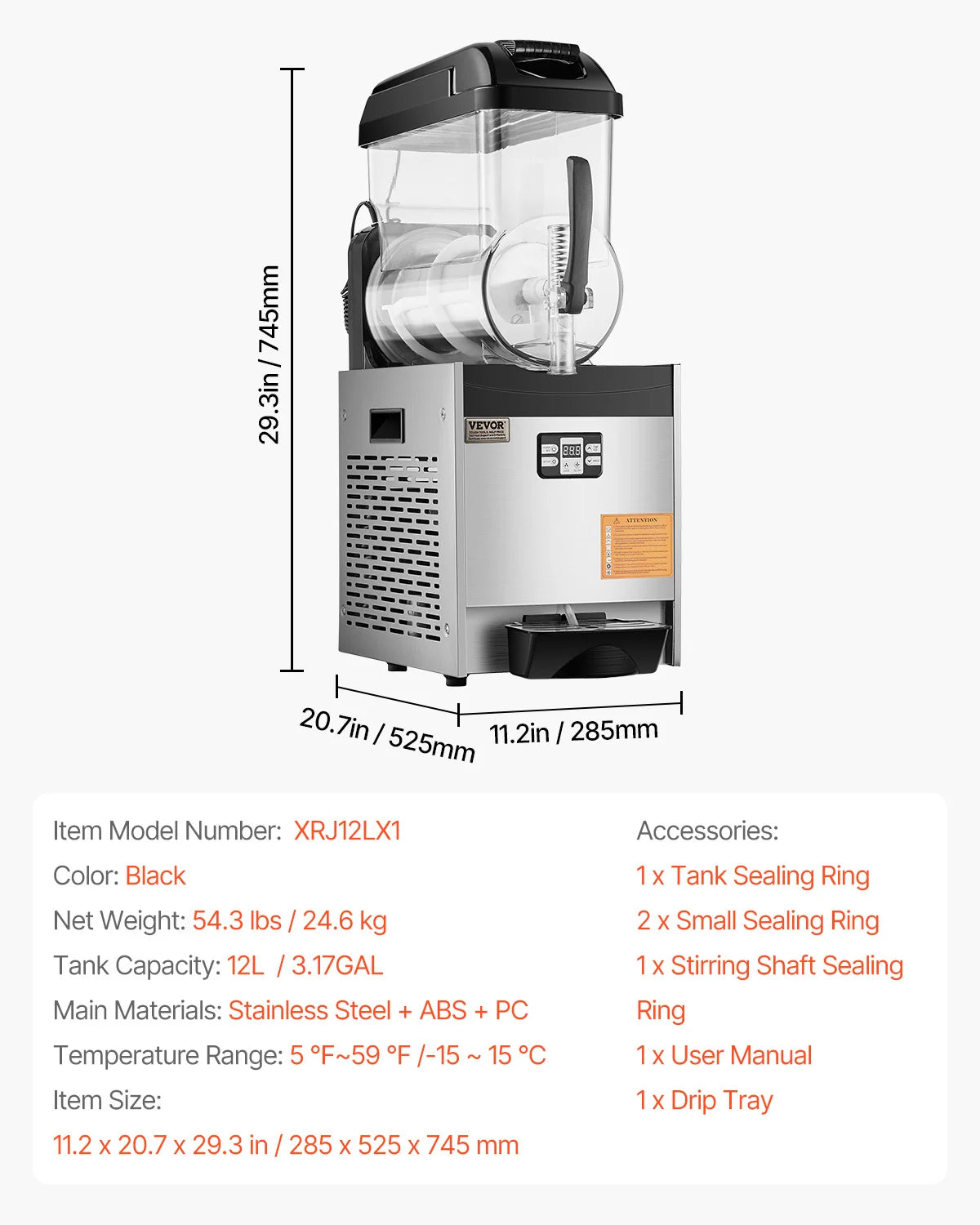 VEVOR Slushy Machine Commercial Stainless Steel Margaritas And Frozen Drinks
