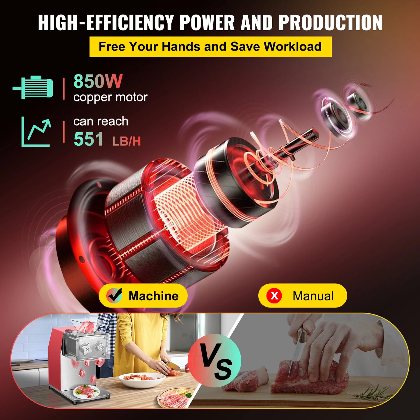 VEVOR Commercial Electric Meat Slicer Grinder and Vegetable Cutter