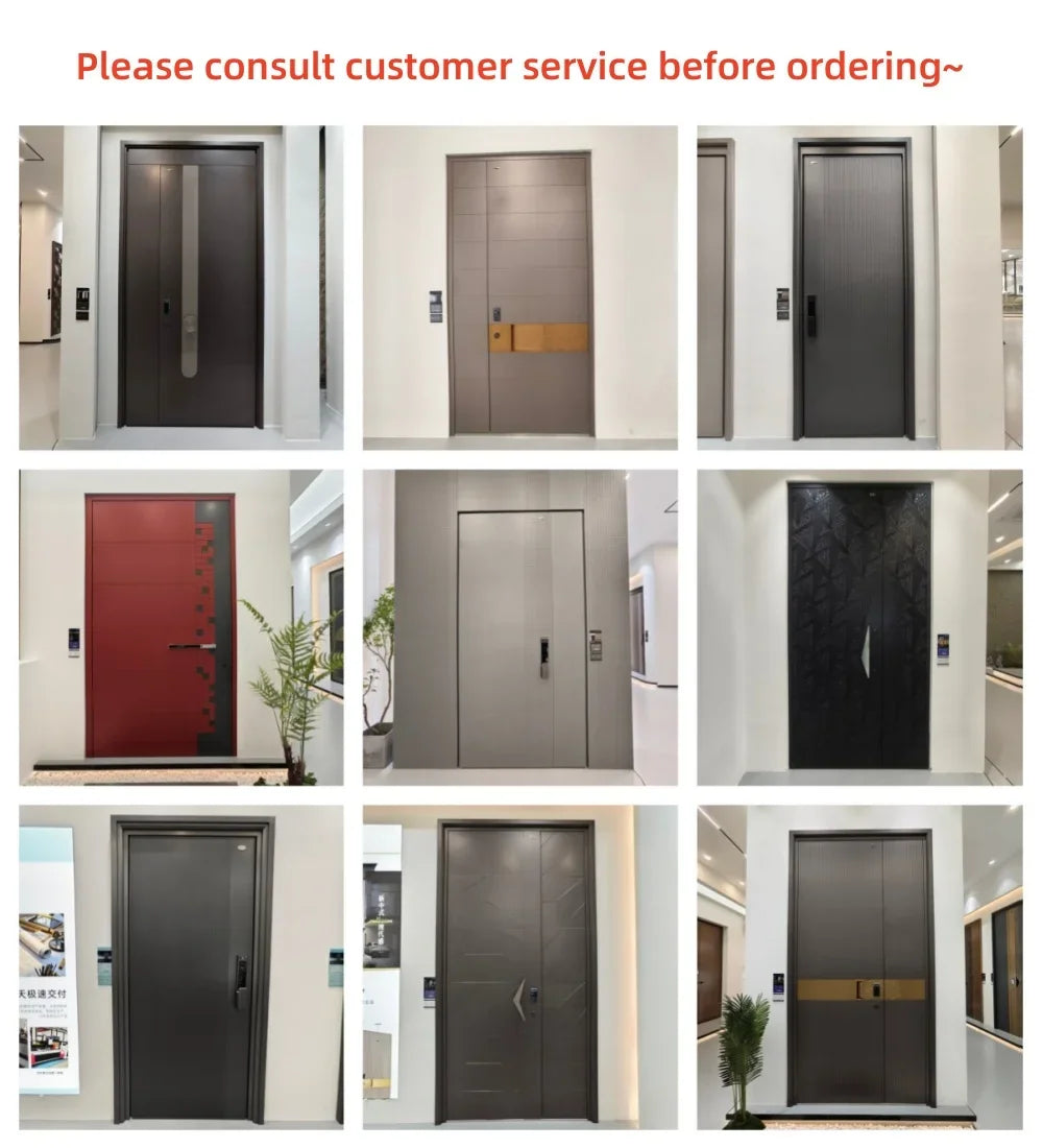 Charge Unit Aluminium Exterior Entrance Door With Tempered Glass For Villa Modern Security