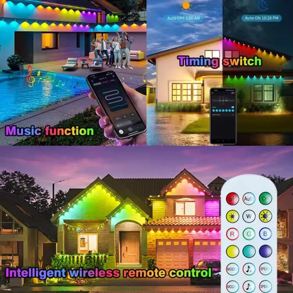 MIMIRGB Smart LightEmittingDiodeArray String Lights With App Control IP67 Waterproof