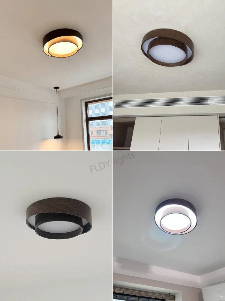 Menvix Nordic Walnut Wood LED Ceiling Chandelier for Living Dining Room Balcony Bedroom Lamp Home Decor Indoor Lighting Fixture