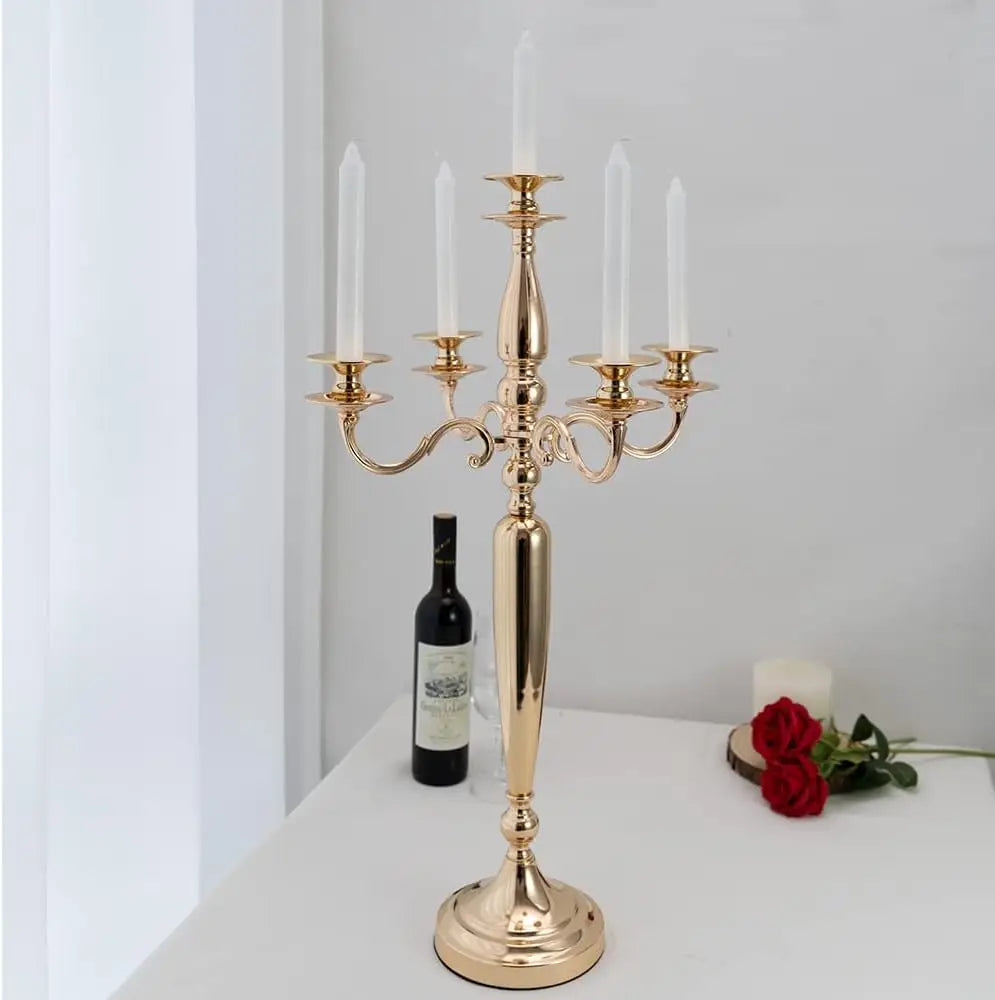 VINCIGANT 5 Arm Candelabra Candle Holder For Table Centerpiece