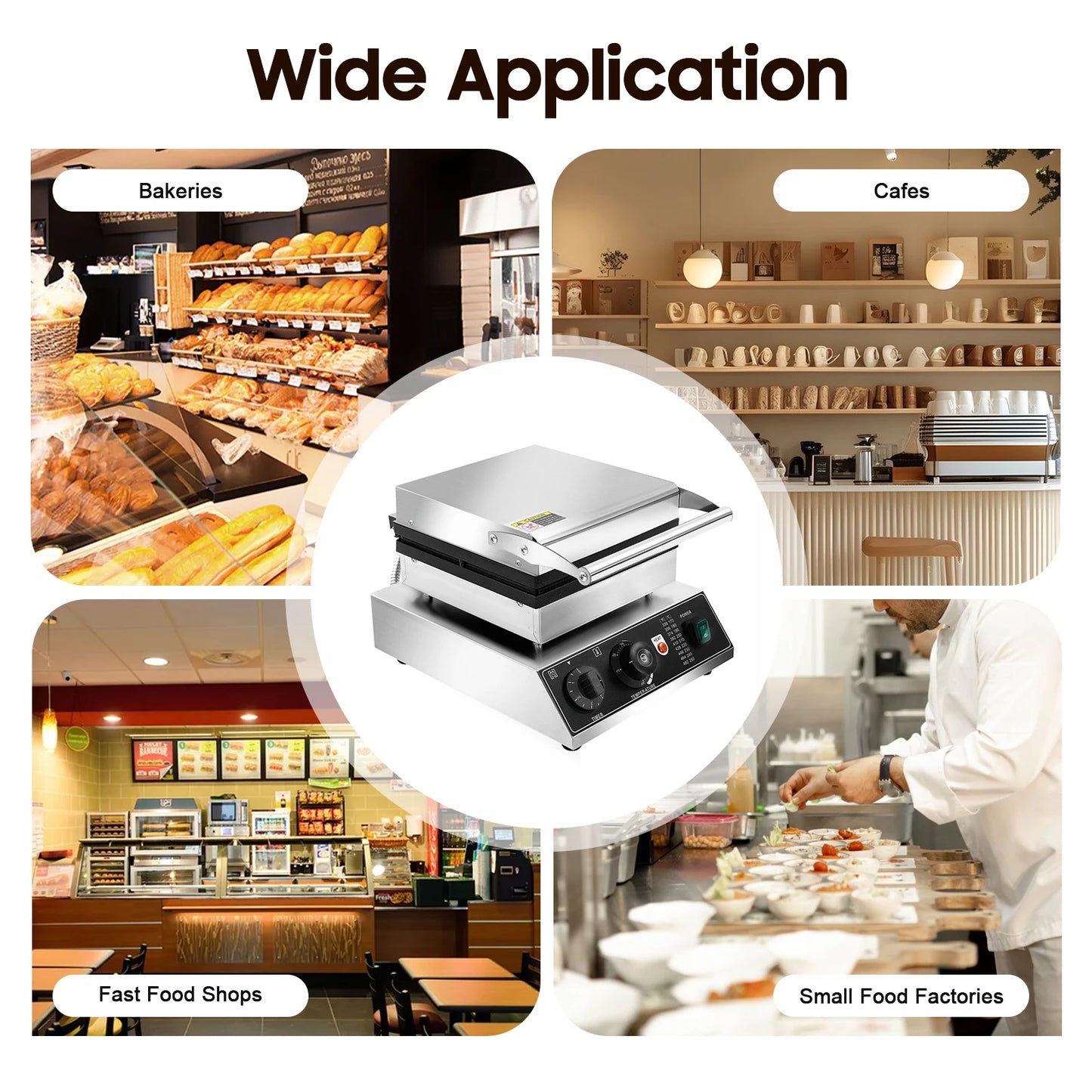 Sweetmile Commercial 4-Grid Electric Waffle Maker