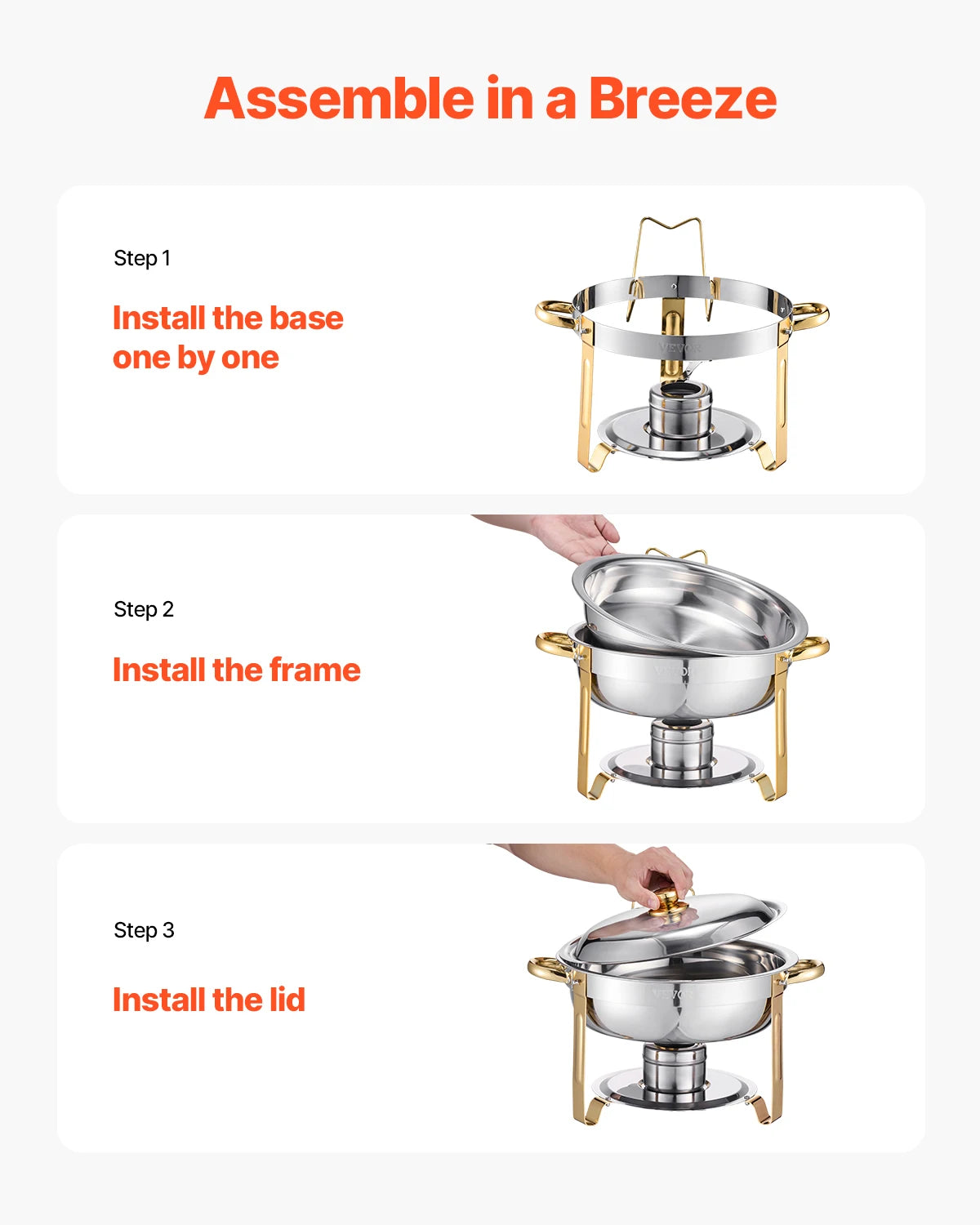SucceBuy 4 Pack Chafing Dish Buffet Set Stainless Steel Chafer 4 Pans