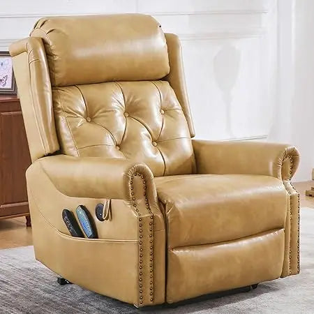 Large Power Lift Recliner Chair for Elderly, Oversized Lay Flat Recliner with Massage and Heat, Electric Lift Chair with Adjusta