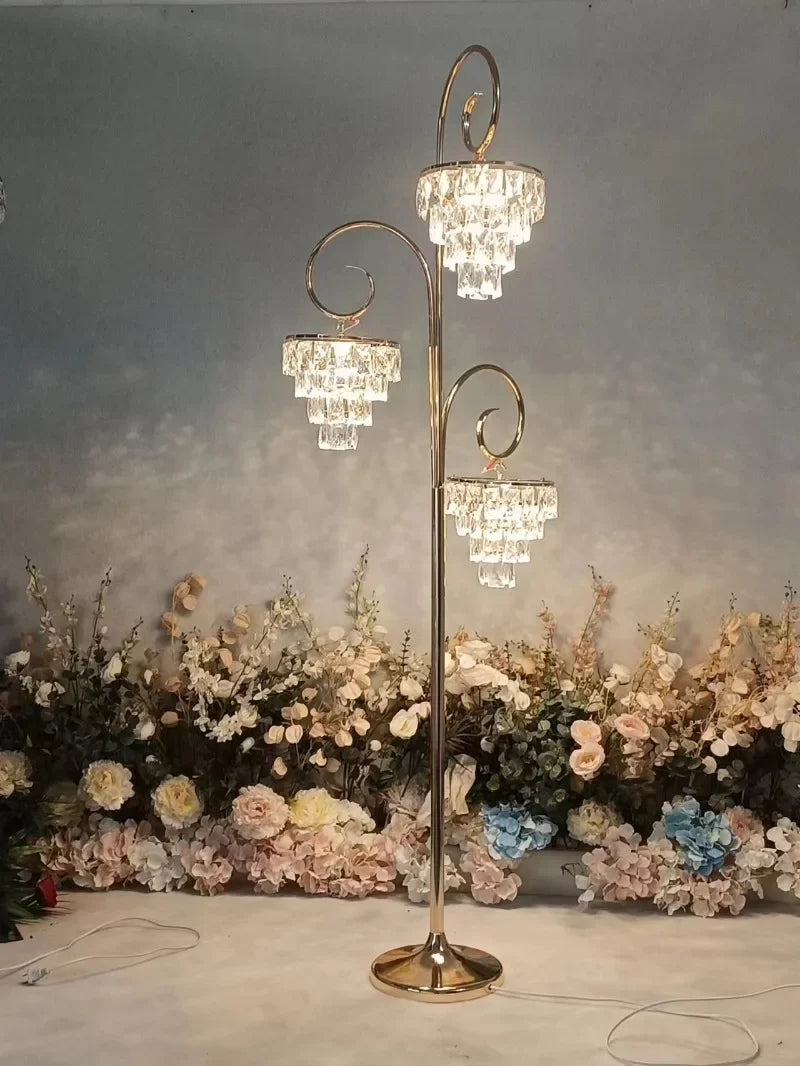 Crystal Floor Lamp Luxury Gold Led Wedding Decor Home