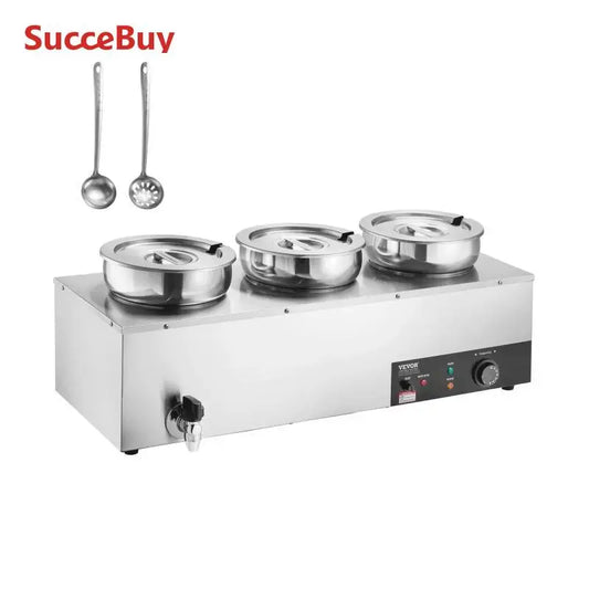 VEVOR Electric Soup Warmer Commercial Stainless Steel Round Pot Adjustable