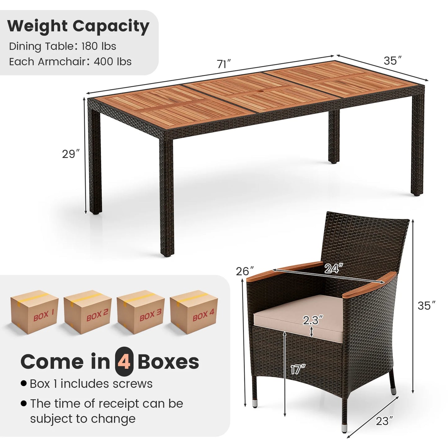 HOMASIS Outdoor 9PieceWeatherResistantWickerDiningSetWithAcaciaTable PremiumQualityConstruction