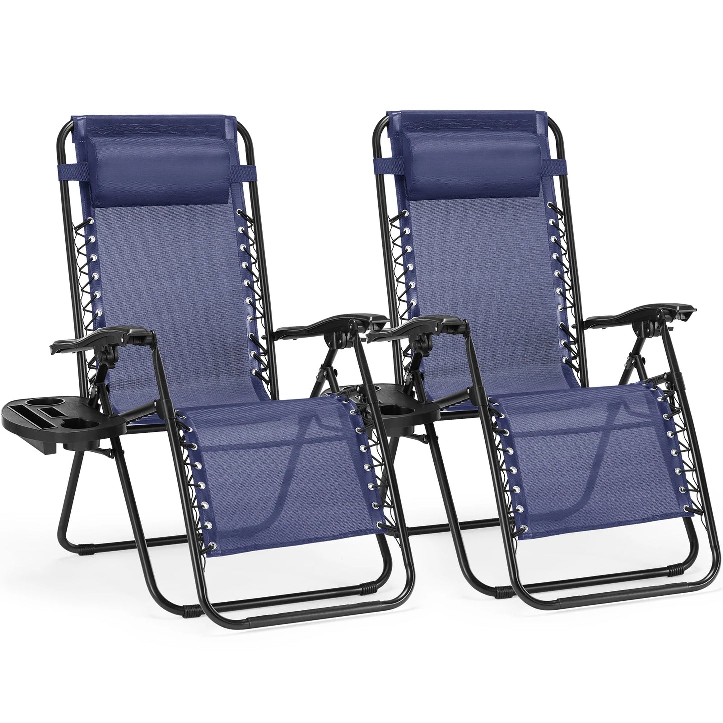 JHK Zero Gravity Recliner Set Of 2 Portable Outdoor Patio Lounge Chairs With Cup Holders