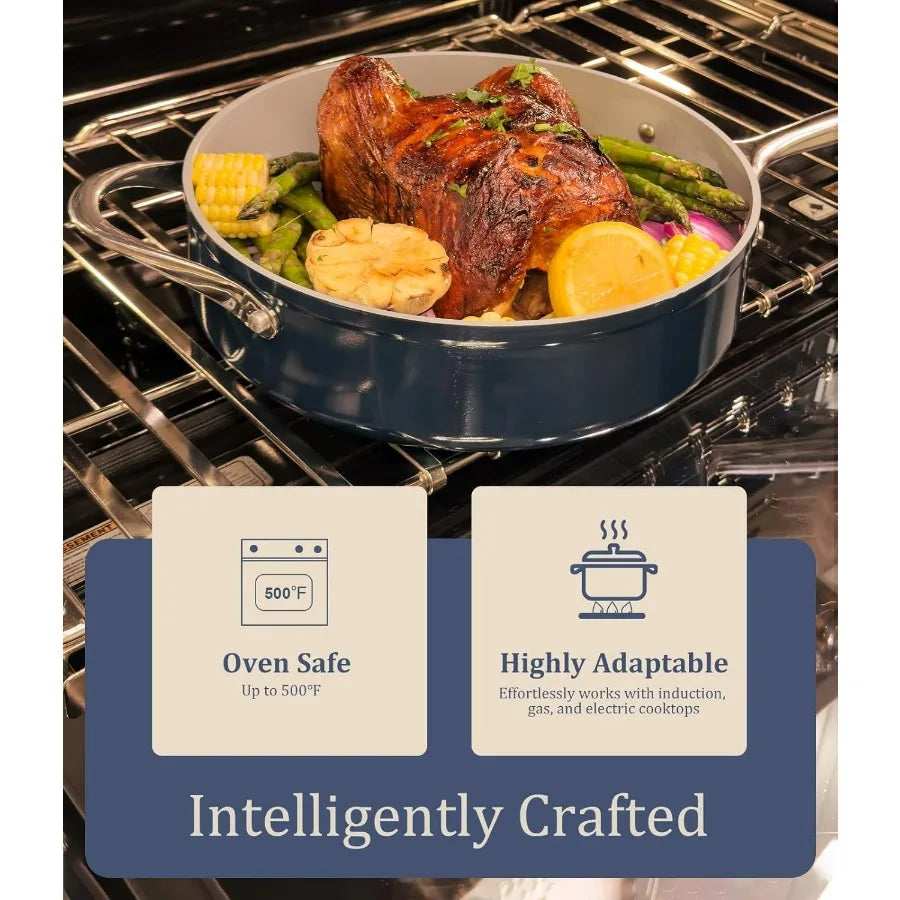 Dutch Oven With Lid Nonstick Ceramic Coated For Even Heating