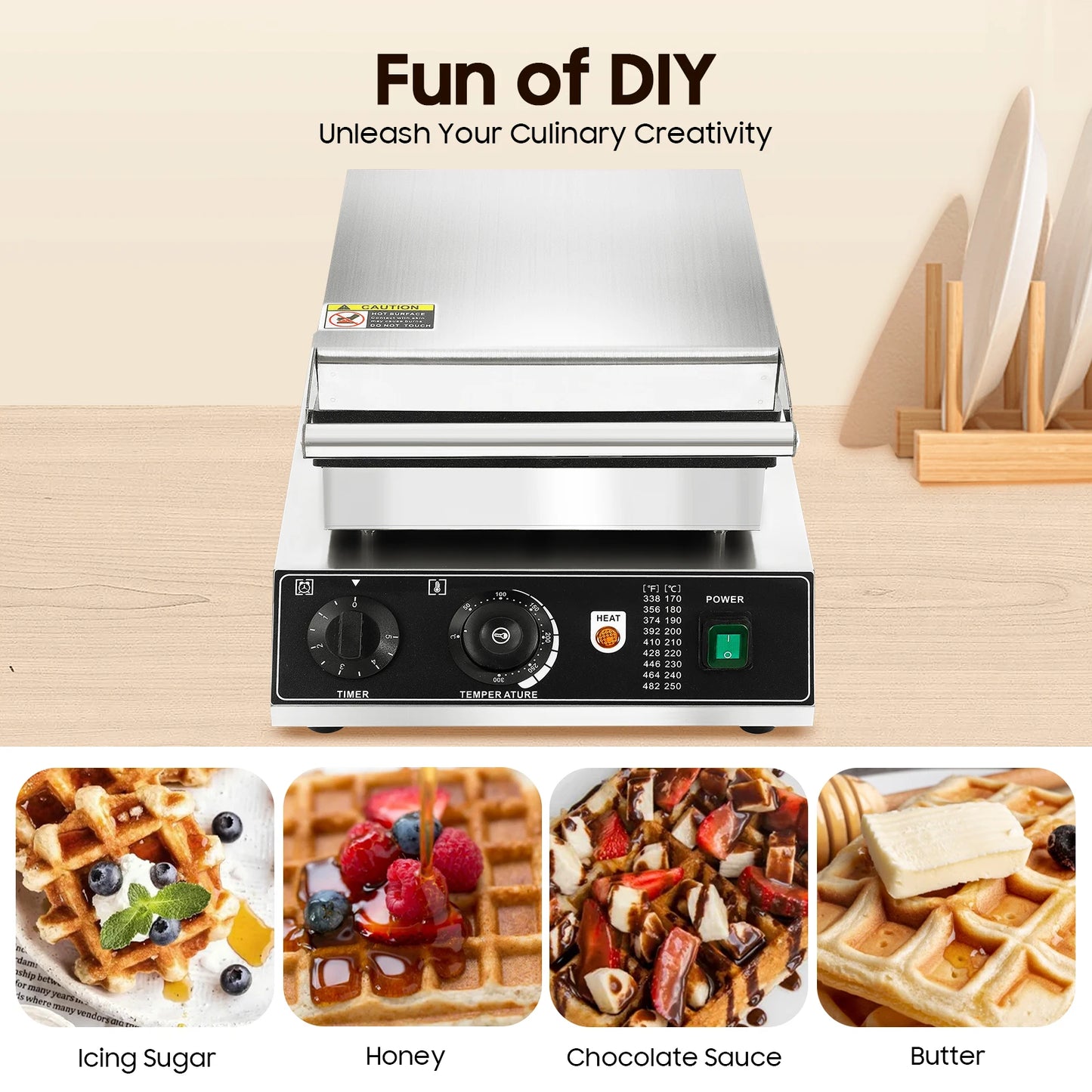 Sweetmile Commercial 4-Grid Electric Waffle Maker