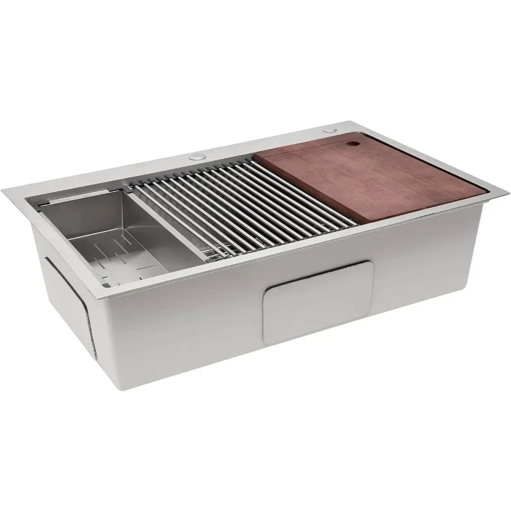 Stainless Steel Kitchen Sink With Cutting Board Holder And Strainer