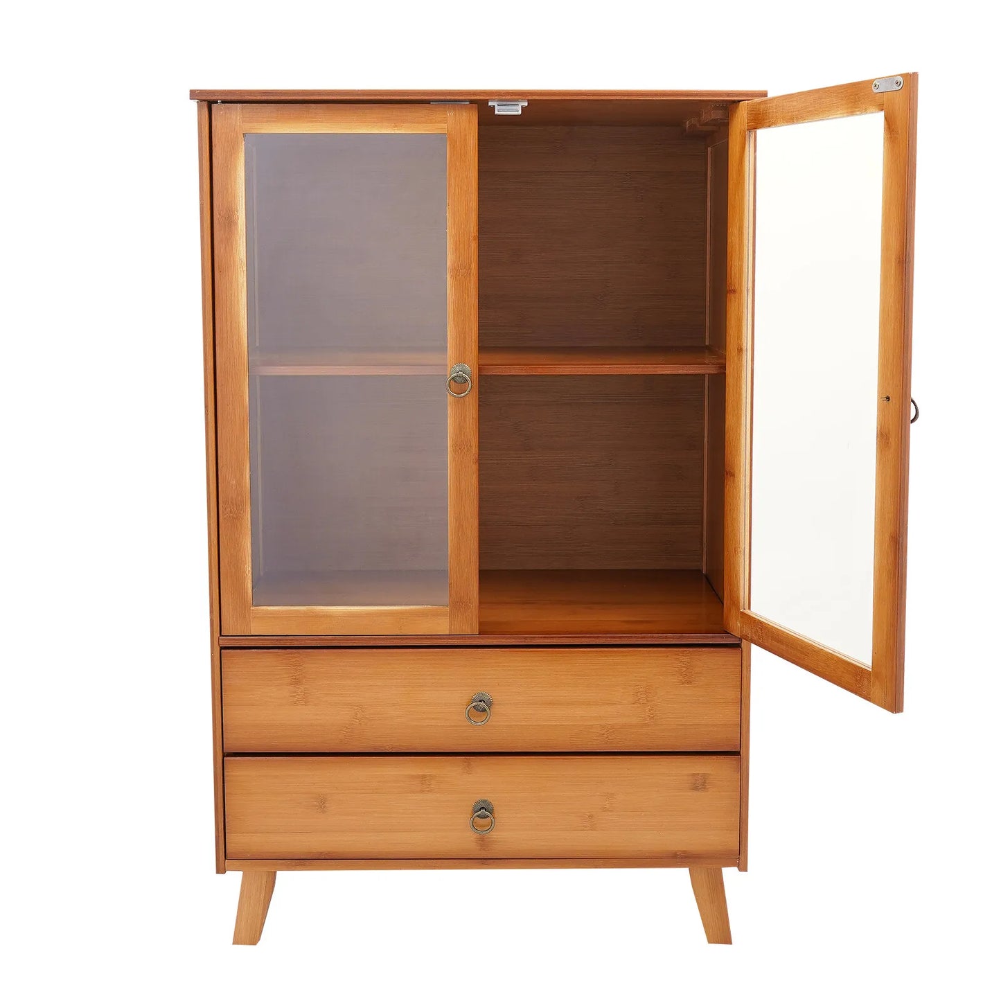 Bymaocar Vintage Style Bamboo Kitchen Storage Cabinet With Drawers