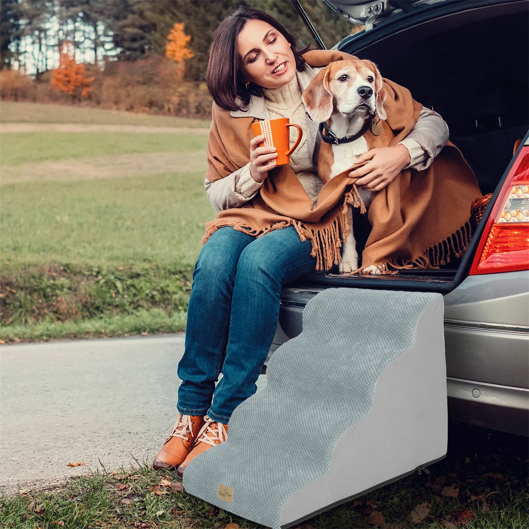 Dog Door Pet Stairs For High Beds And Sofas With High Density Foam And Washable Cover