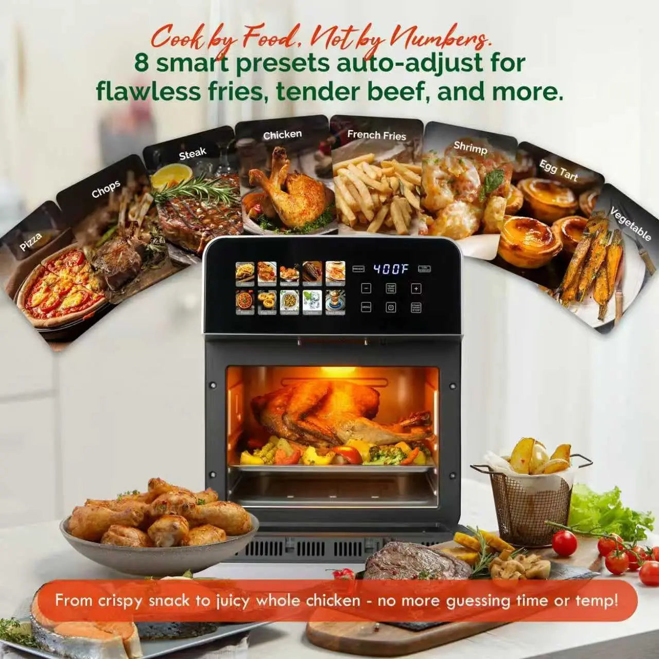 XMSJ Air Fryer Toaster Oven Combo With 10 Presets Pro