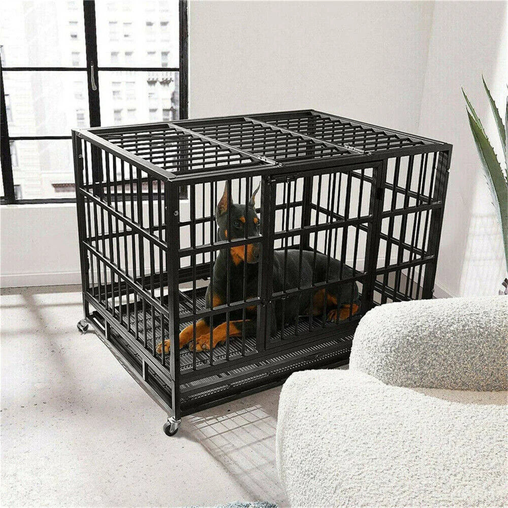 BORWARTH Heavy Duty Dog Crate Tear Resistant Metal Kennel Playpen