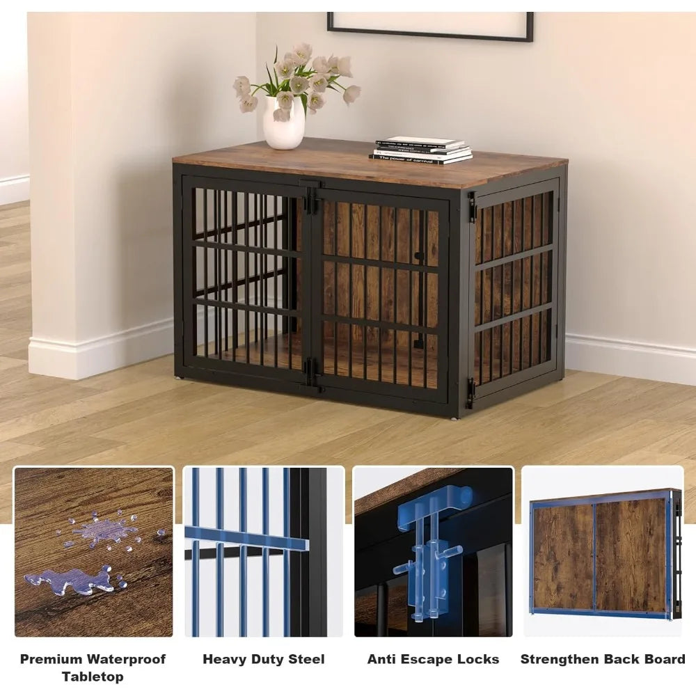 Closure IndustrialStrength HeavyDuty Dog Crate Furniture AlloySteel Construction Indoor