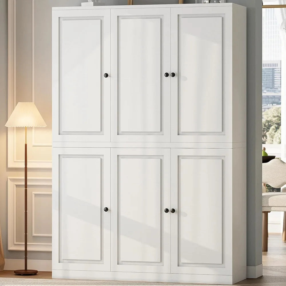 Kitchen Pantry Storage Cabinet 47.2" W x 69" H, 6 Doors Large Storage Food Pantries with 8 Shelves and Door Rack, Cupboa