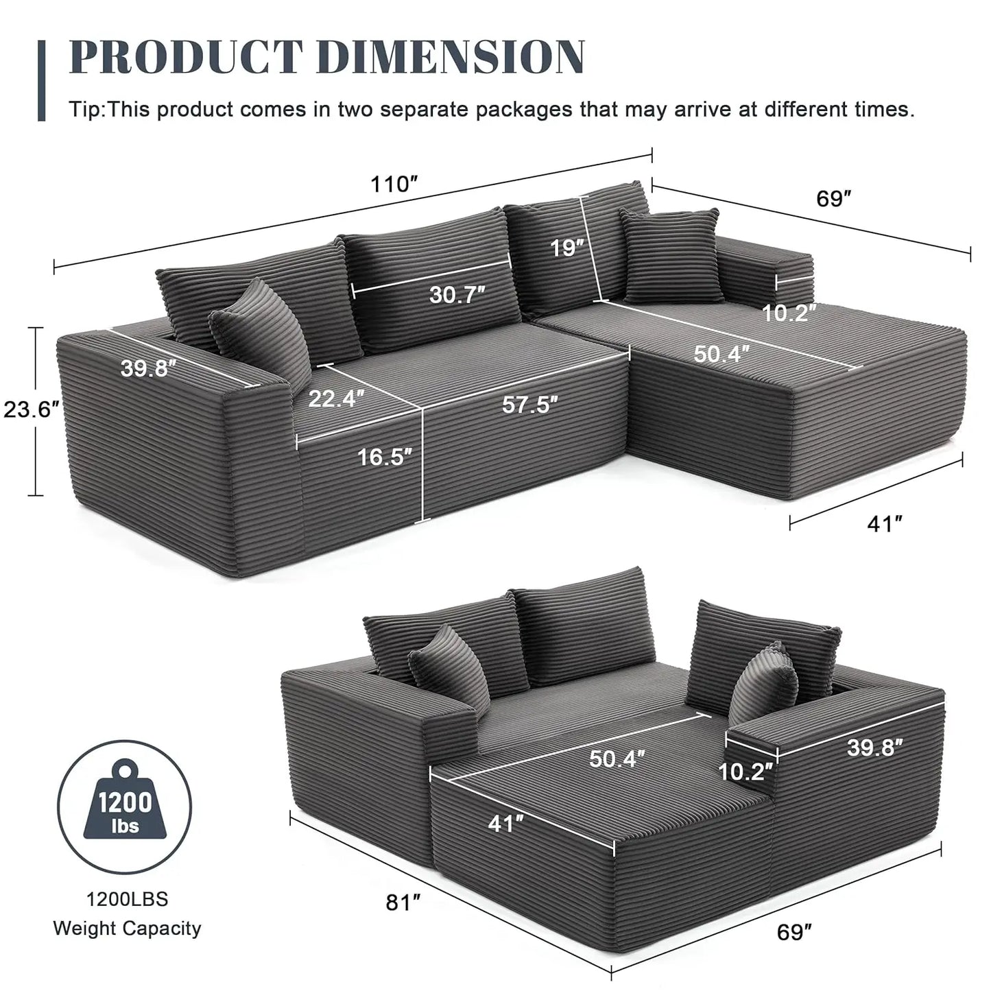 Cloud Sectional Sofa Modular Deep Seat Living Room
