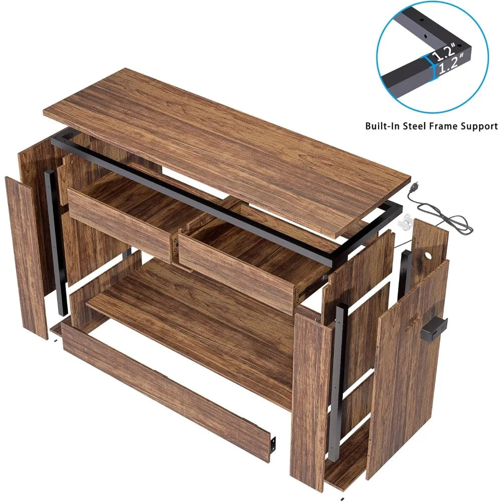 Aquarium Stand for Fish Tanks and Terrariums with MDF Tabletop and Drawers Reinforced Metal Frame