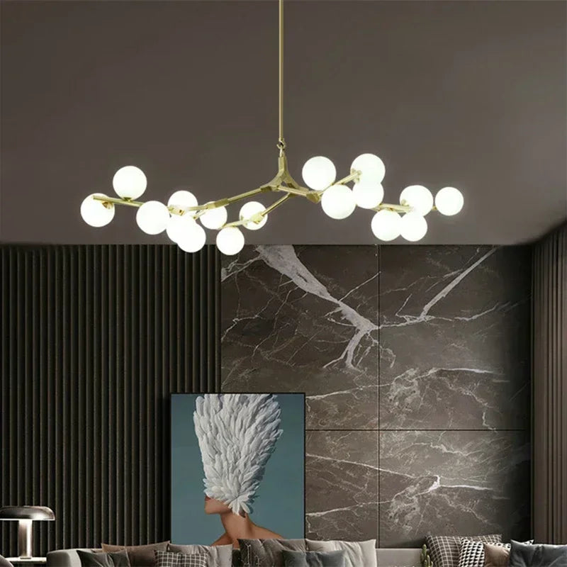 Post Modern Glass Balls LED Pendant Lights Branches Style Chandelier