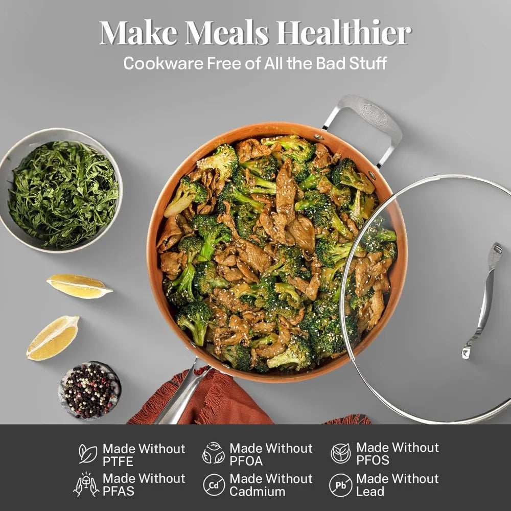 RBXC Ceramic Cookware Set With Nonstick Pots And Pans Steamer