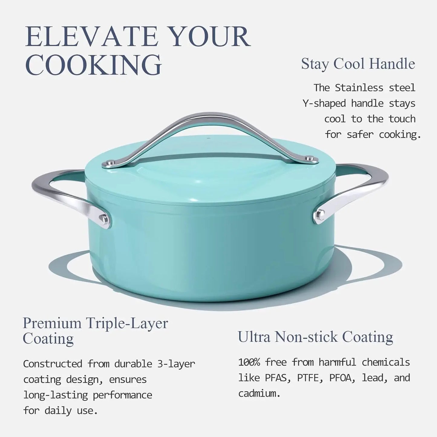 LIEI Ceramic Stock Pot Nonstick Dutch Oven With Lid