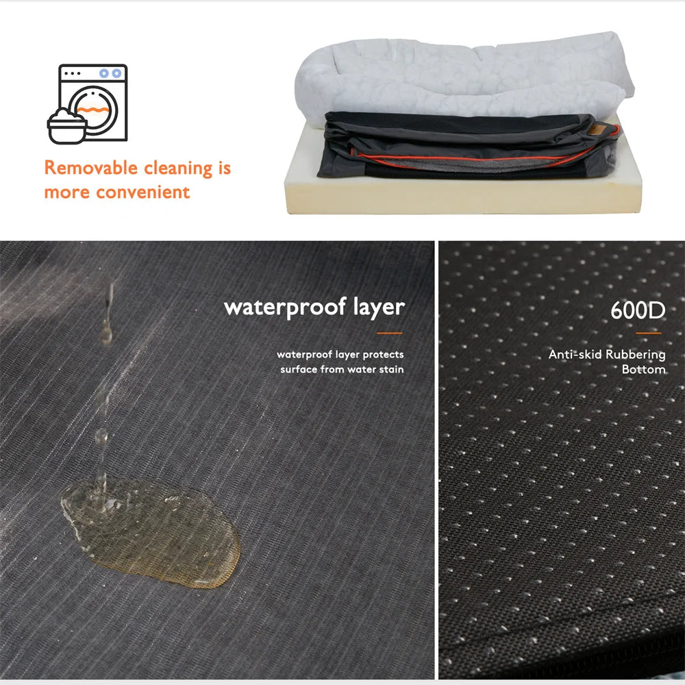 BORWARTCN Orthopedic Memory Foam Dog Bed Waterproof Removable Cover
