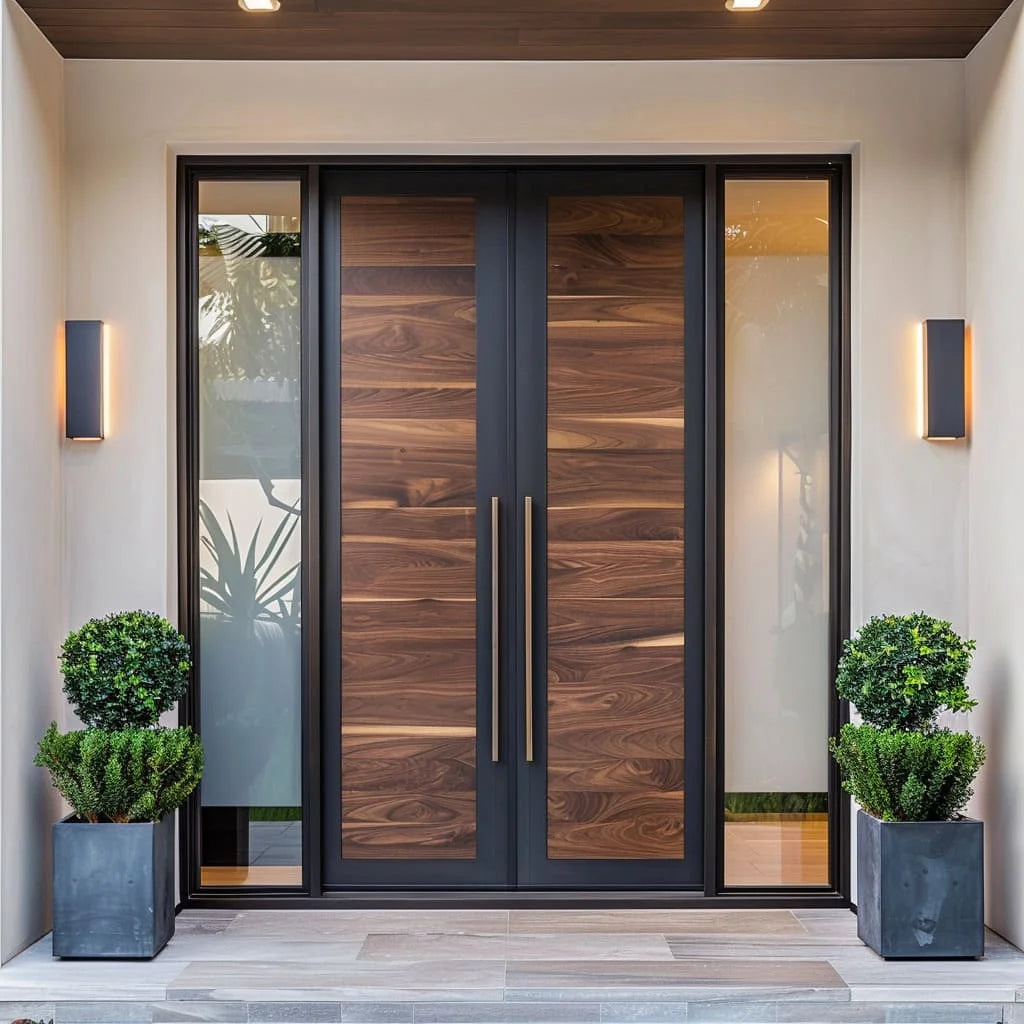Charge Unit Aluminium Exterior Entrance Door With Tempered Glass For Villa Modern Security