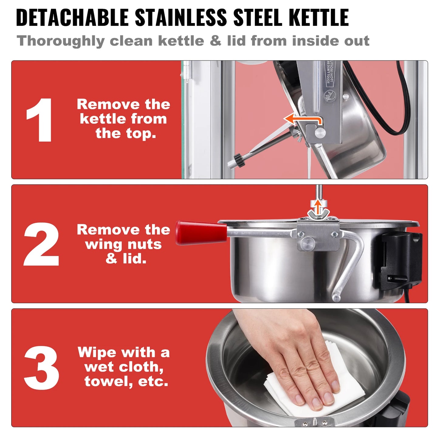 SucceBuy Popcorn Popper Maker Machine 8 Oz Kettle Makes 48 Cups per Batch Countertop Includes 4 Scoops Movie Theater Style