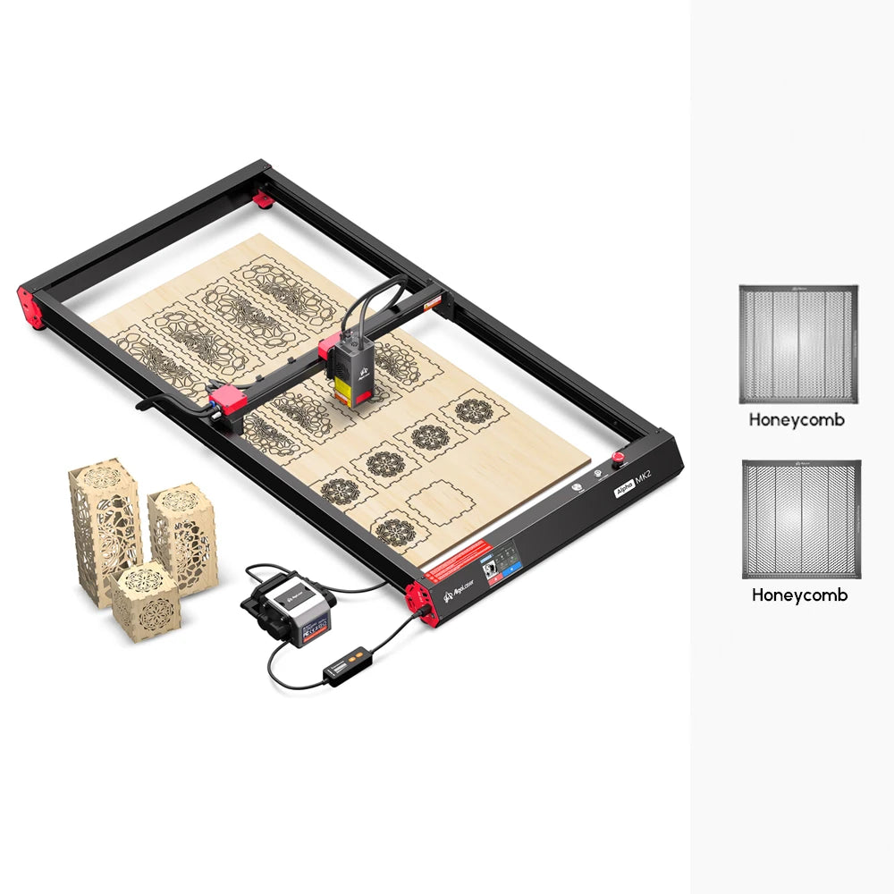 AlgoLaser Alpha MK2 Laser Engraver 20W Output Power 3.5” Color Touch Screen App Offline Control DIY Engraver Tool for Metal MDF