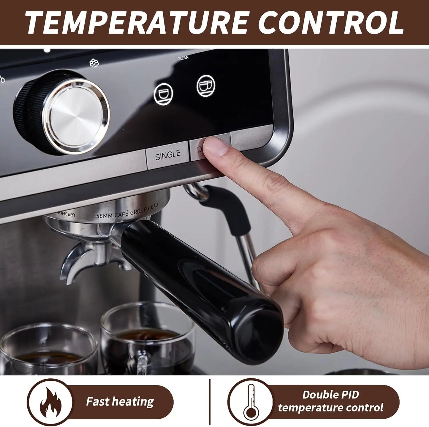 Acekool Espresso Machine With IndustrialStrength Burr Grinder And Premium Frother